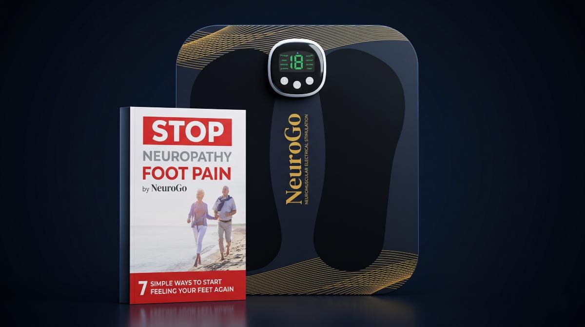 The NeuroGo mat and the Stop Neuropathy Foot Pain book together