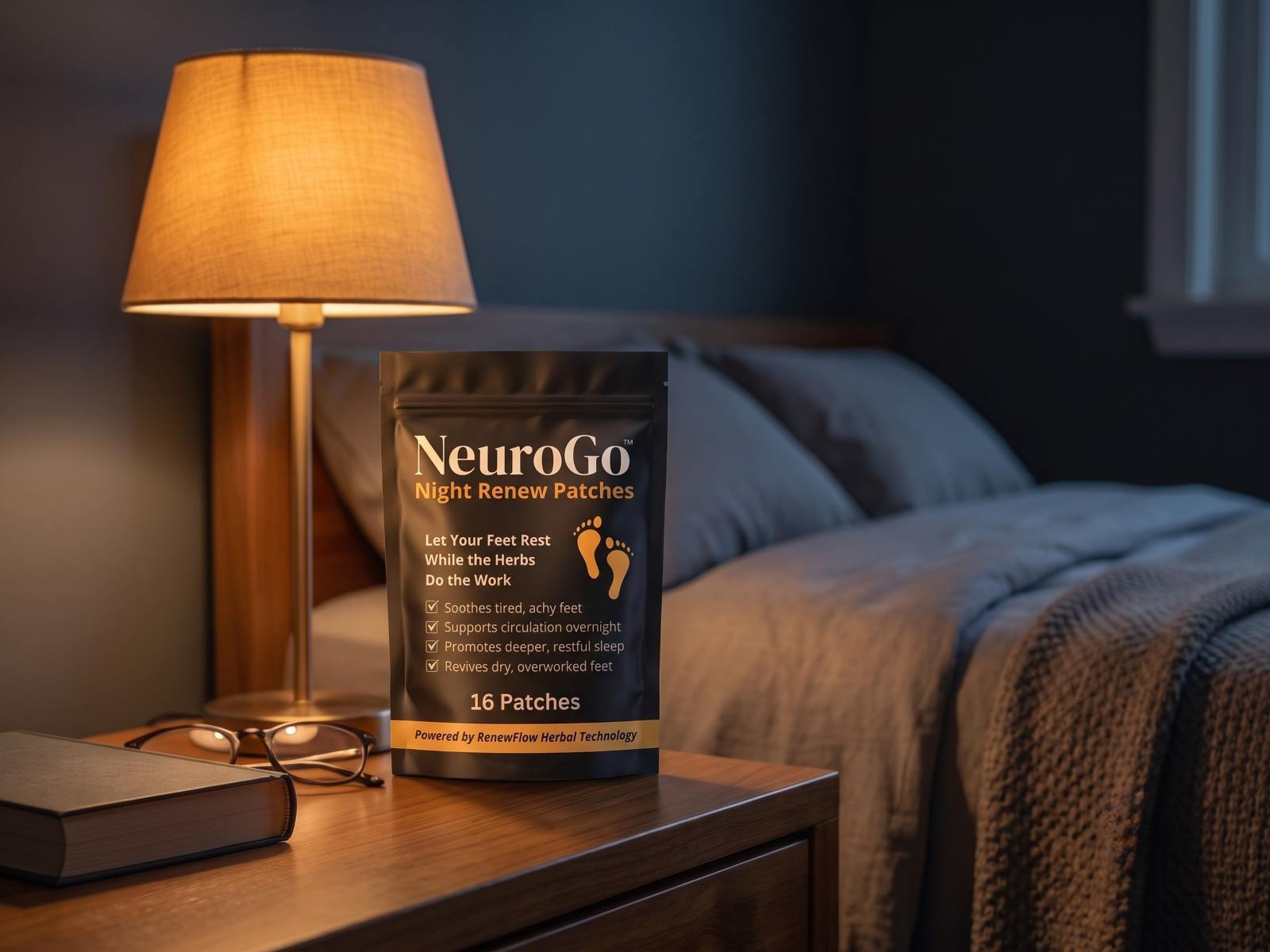 The bedtime ritual - Night Renew Patches on the nightstand