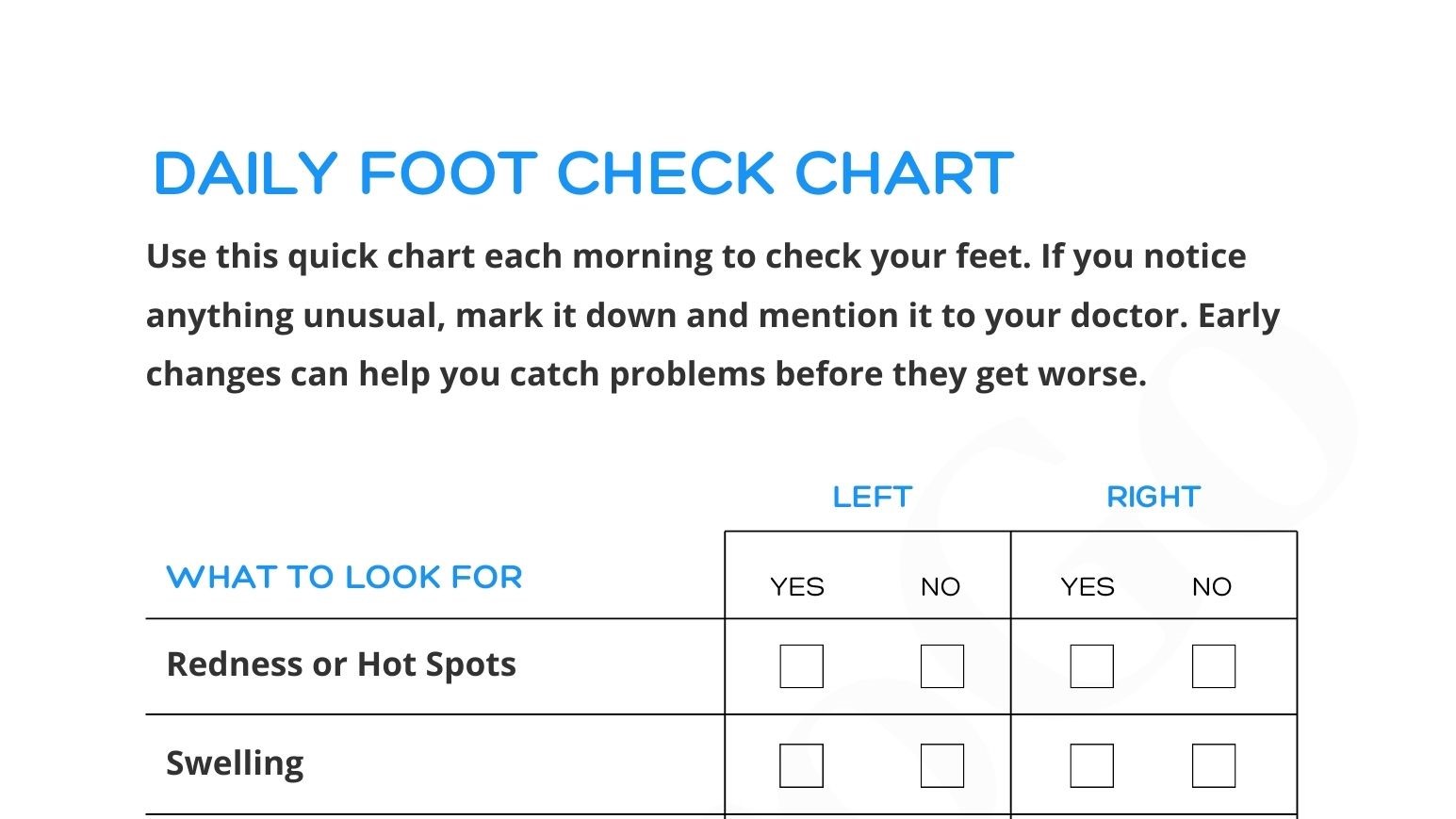 Daily Foot Check Chart preview